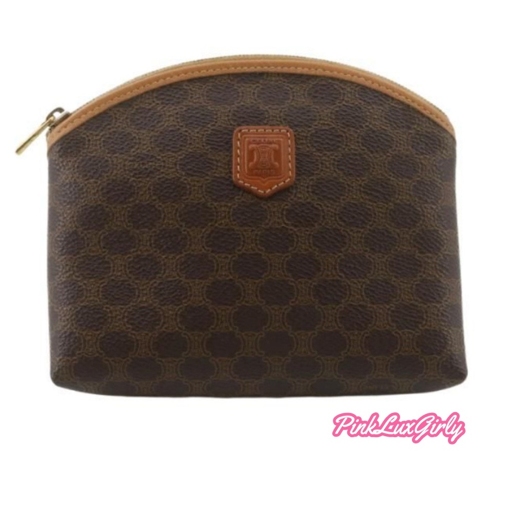CELINE Macadam Logo Brown Pouch ✨